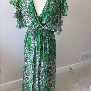 Vibrant Green Floral Maxi Dress
